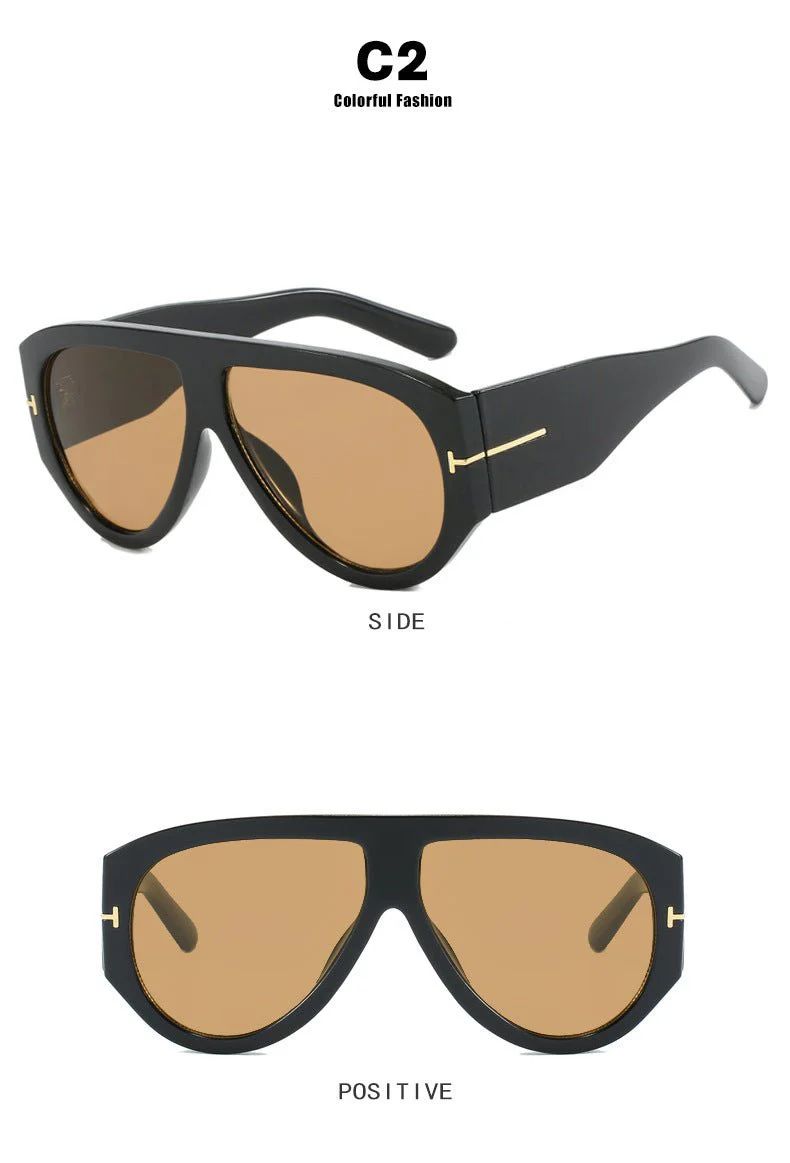 T-shaped large frame sunglasses pilot 2025 new toad fashion sunglasses FD - Image 31