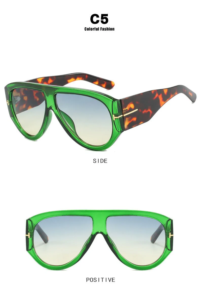 T-shaped large frame sunglasses pilot 2025 new toad fashion sunglasses FD - Image 34