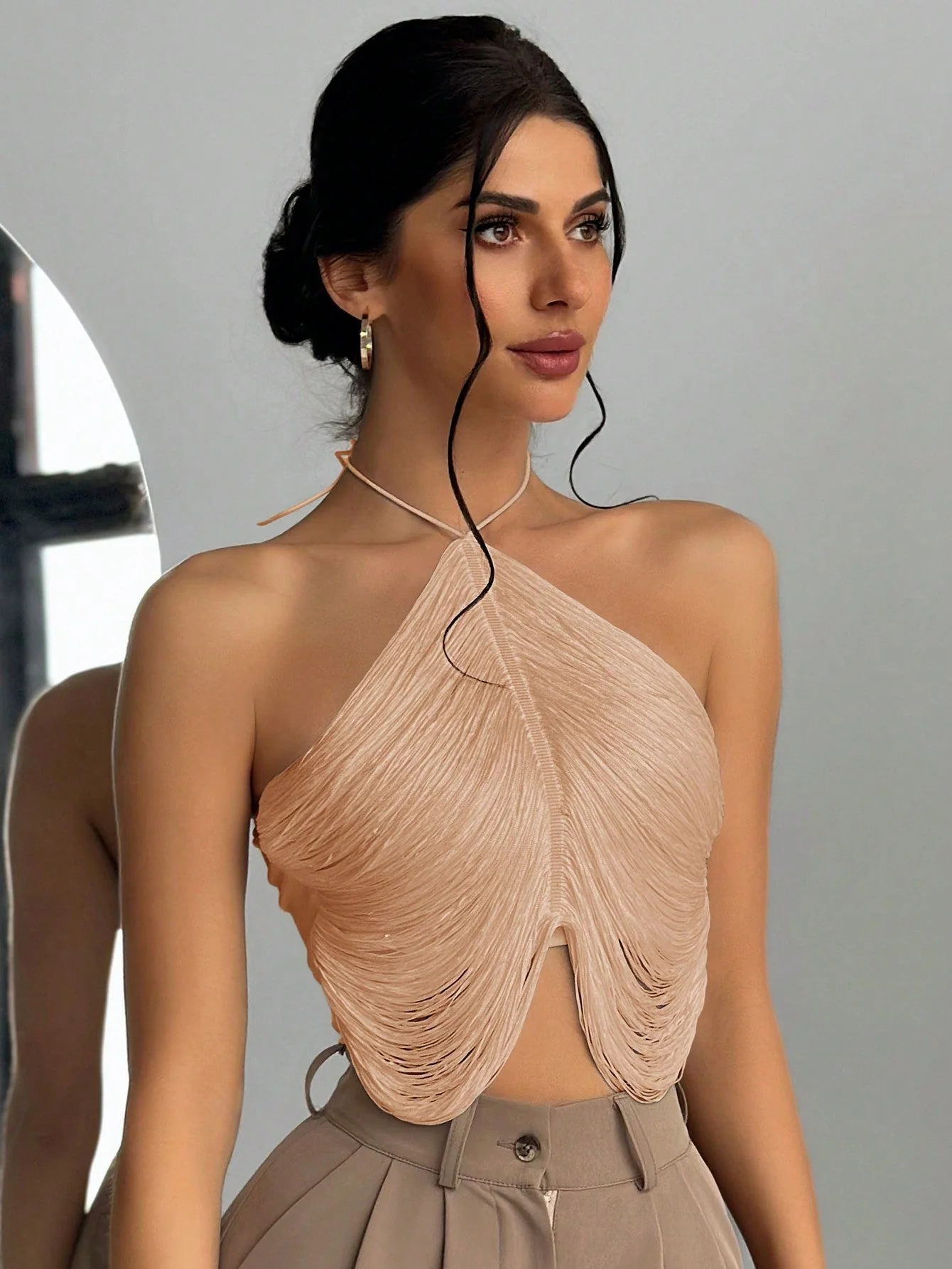 Tassel Halter Neck Wedding Season Elegant Women Camisole Top FD - Image 7