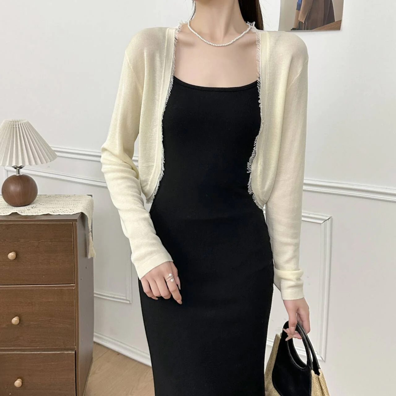 Tencel thin rough edge shawl sunscreen cardigan summer new temperament wear knitted sweater short top outside women - Image 4
