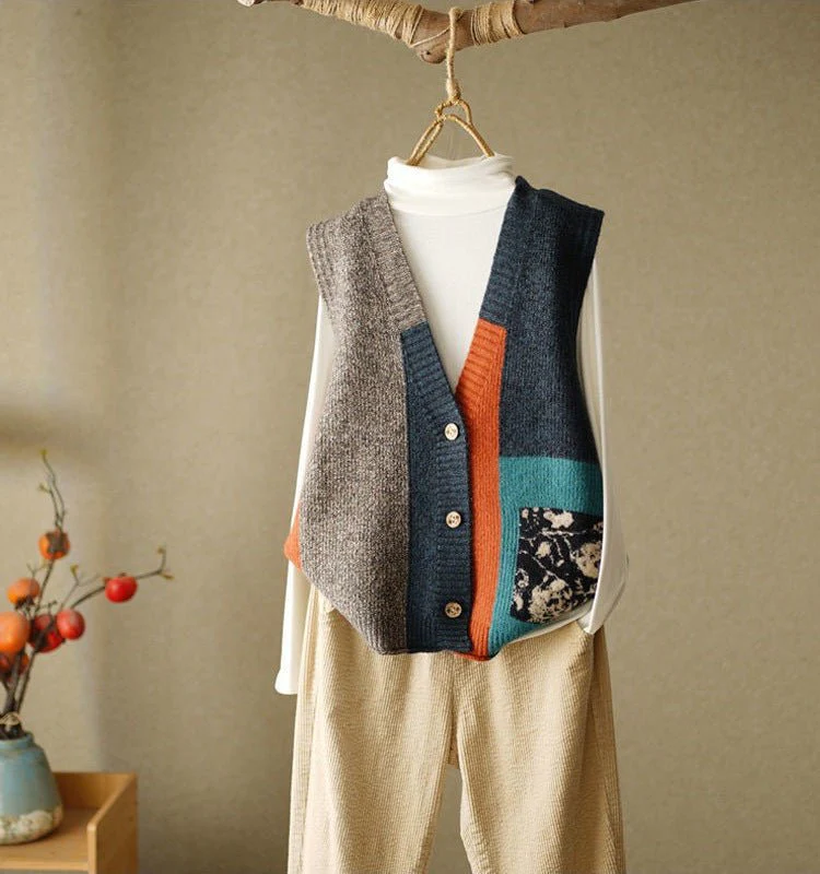 The 3D Retro Glow | Solid Color V-Neck 3D Textured Knit Cardigan - Image 5