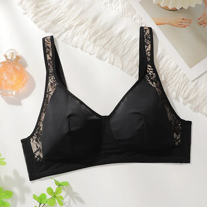 The Alluring Contour | Plus Size Black Lace Splicing Bra - Image 3