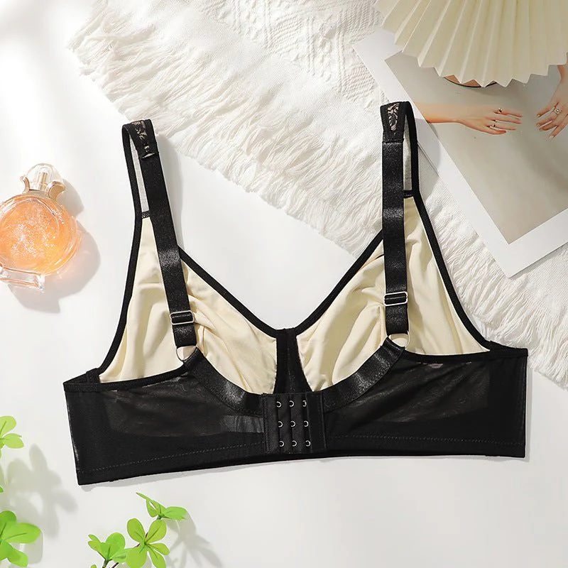 The Alluring Contour | Plus Size Black Lace Splicing Bra - Image 4