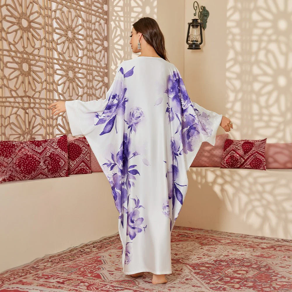 The Arabian Glow | Women's Ice Silk Printed Long Nightgown - Image 4