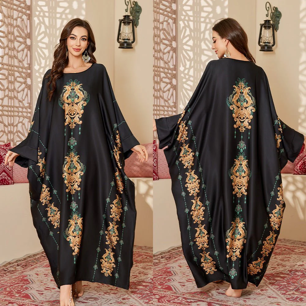 The Arabian Glow | Women's Ice Silk Printed Long Nightgown - Image 6