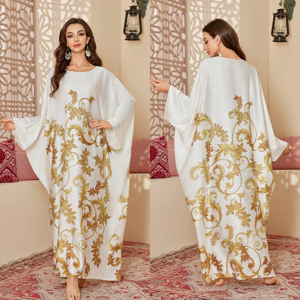 The Arabian Glow | Women's Ice Silk Printed Long Nightgown - Image 8