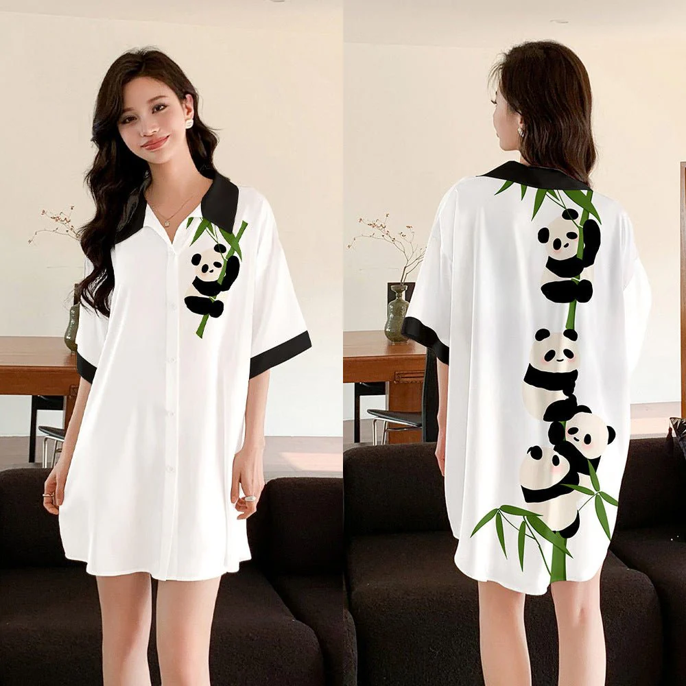 The Arabian Veil | Women's Ice Silk Printed Long Satin Robe - Image 14
