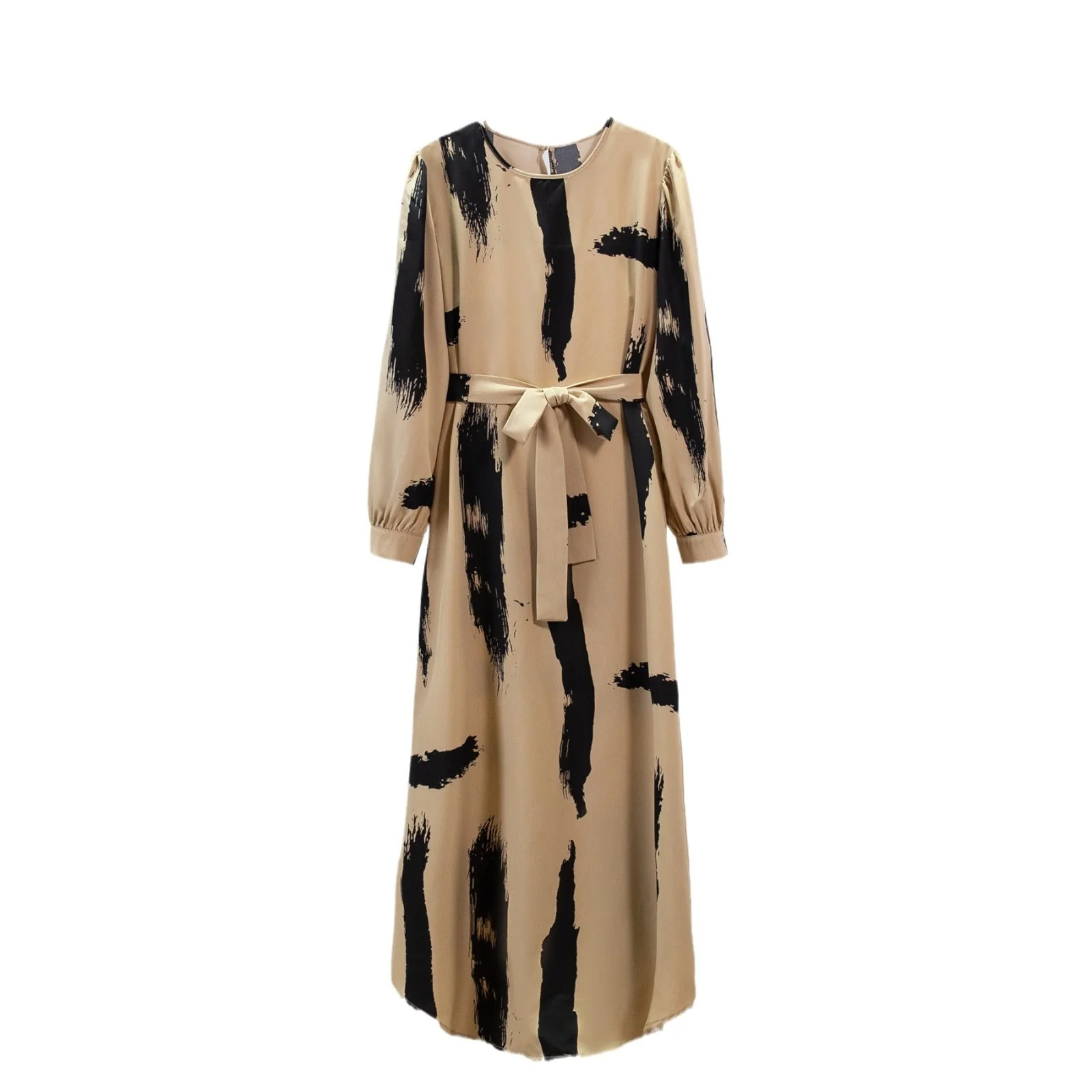 The Artistic Flow | Printed Long-Sleeve Comfort Dress - Image 5