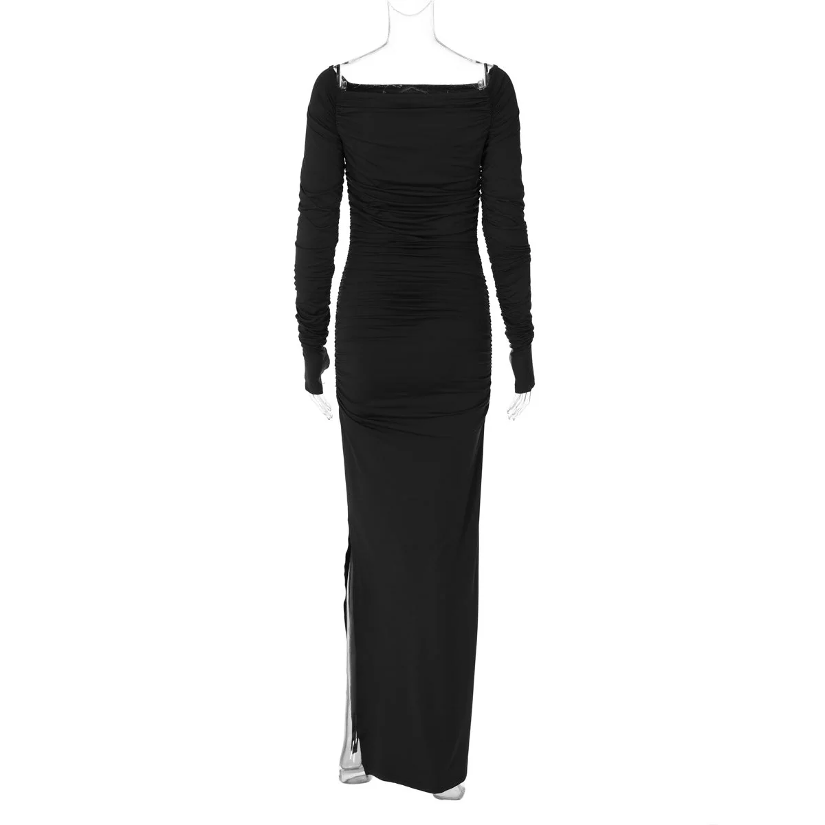The Asymmetrical Allure | Women's Off-Shoulder Pleated Side-Slit Maxi Dress, - Image 27