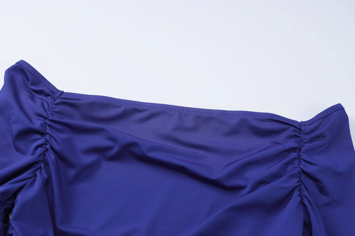 The Asymmetrical Allure | Women's Off-Shoulder Pleated Side-Slit Maxi Dress, - Image 34