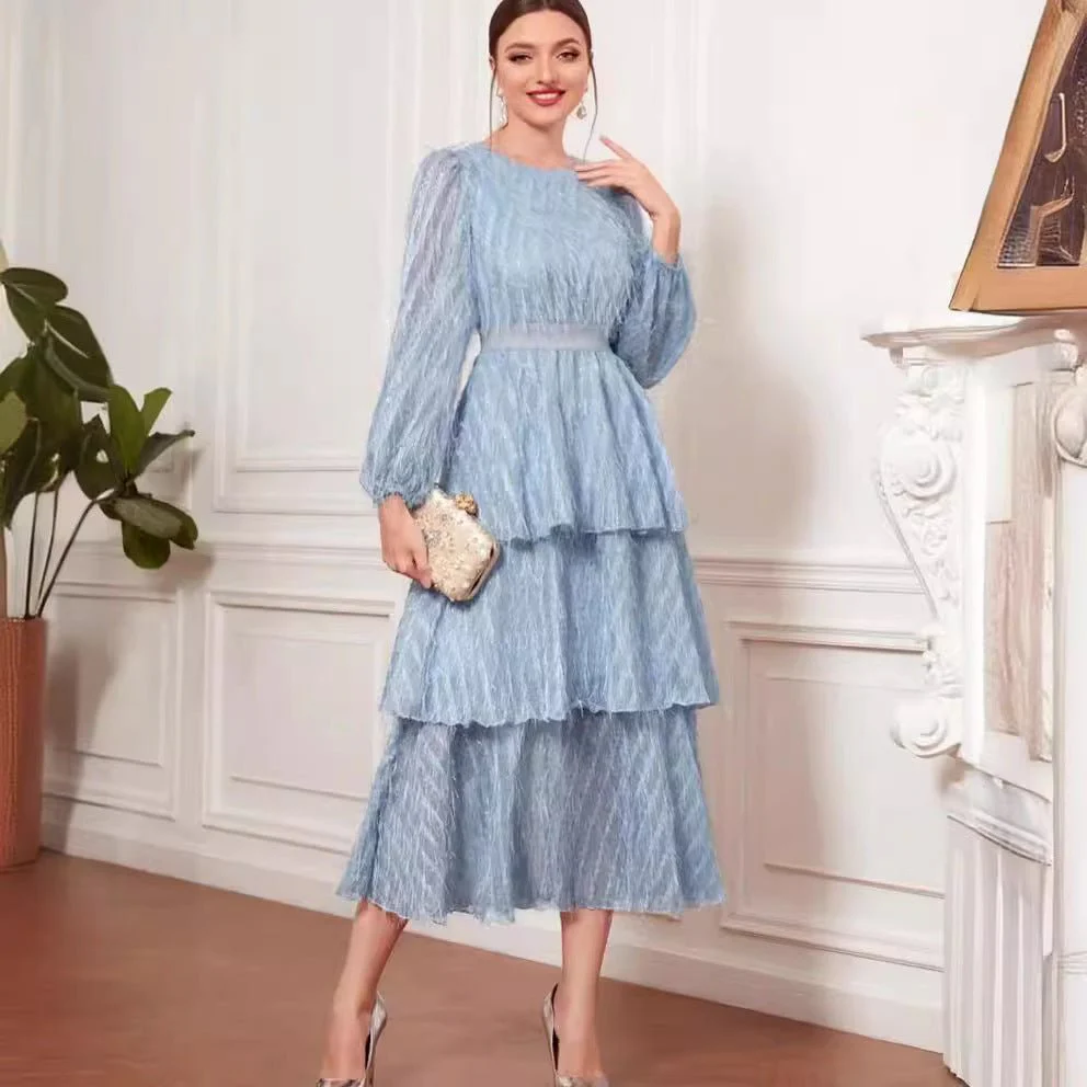 The Azure Ethereal | French Vintage Lace Maxi Dress