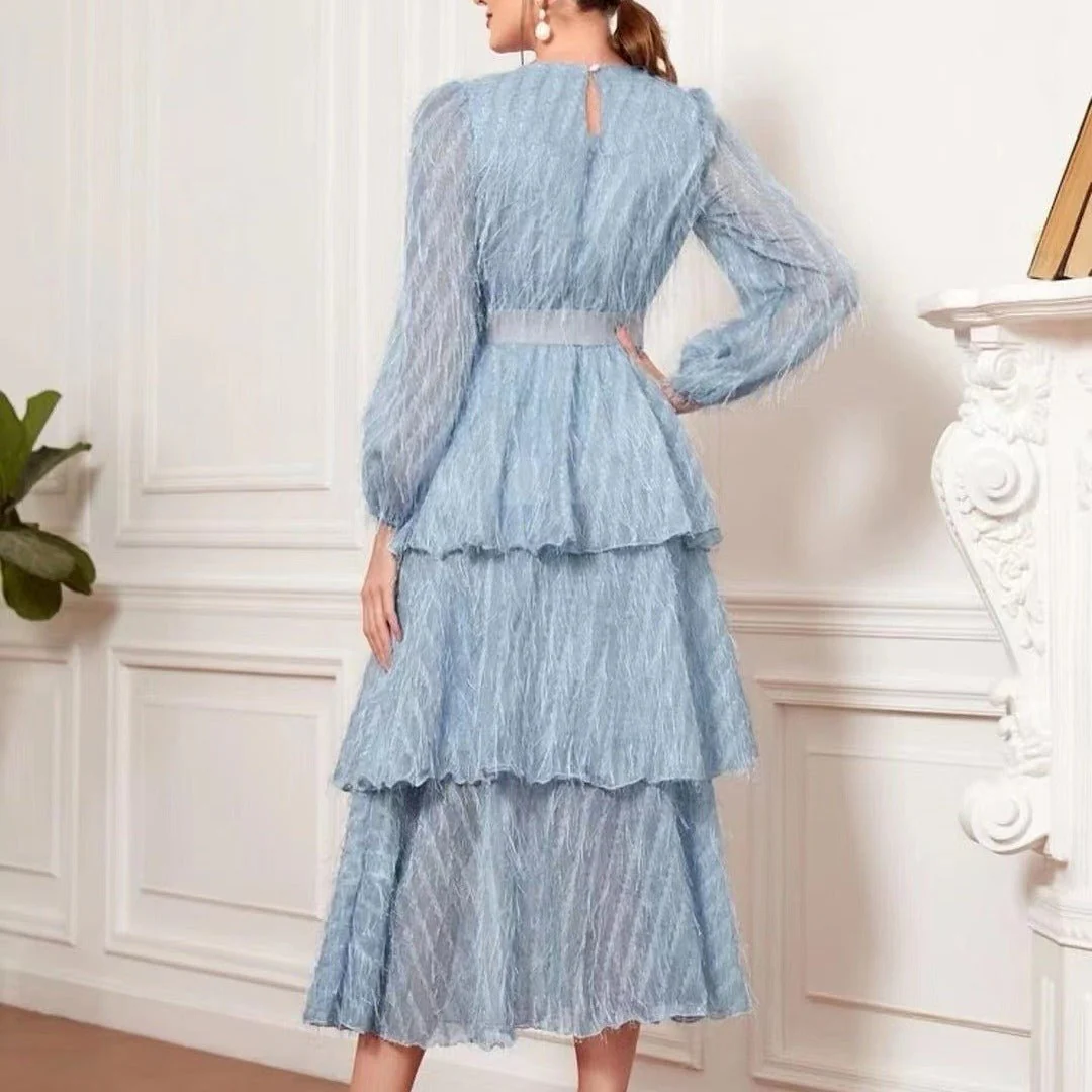 The Azure Ethereal | French Vintage Lace Maxi Dress - Image 2