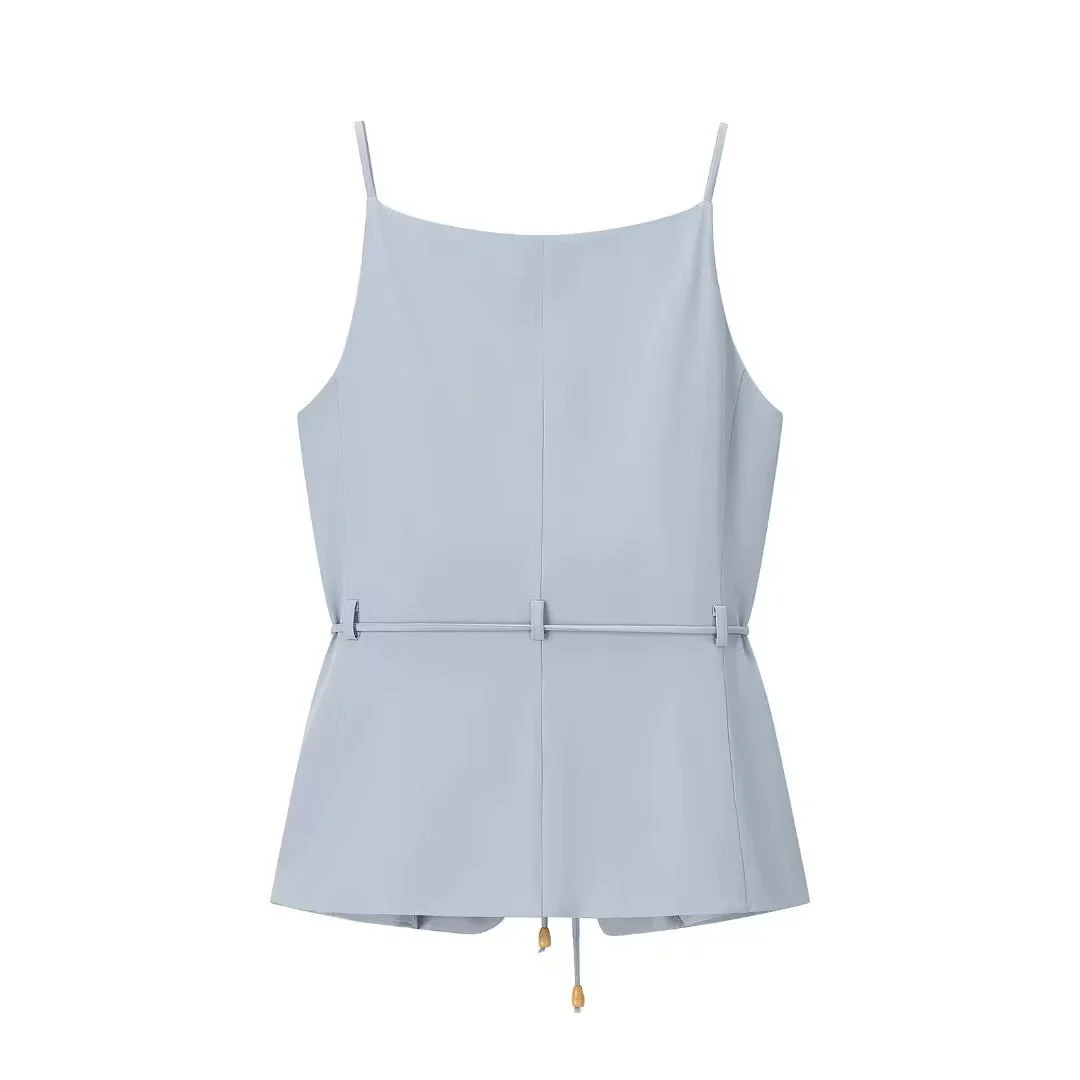The Azure Heirloom | Beaded Vest & High-Waist Straight Trousers - Image 2