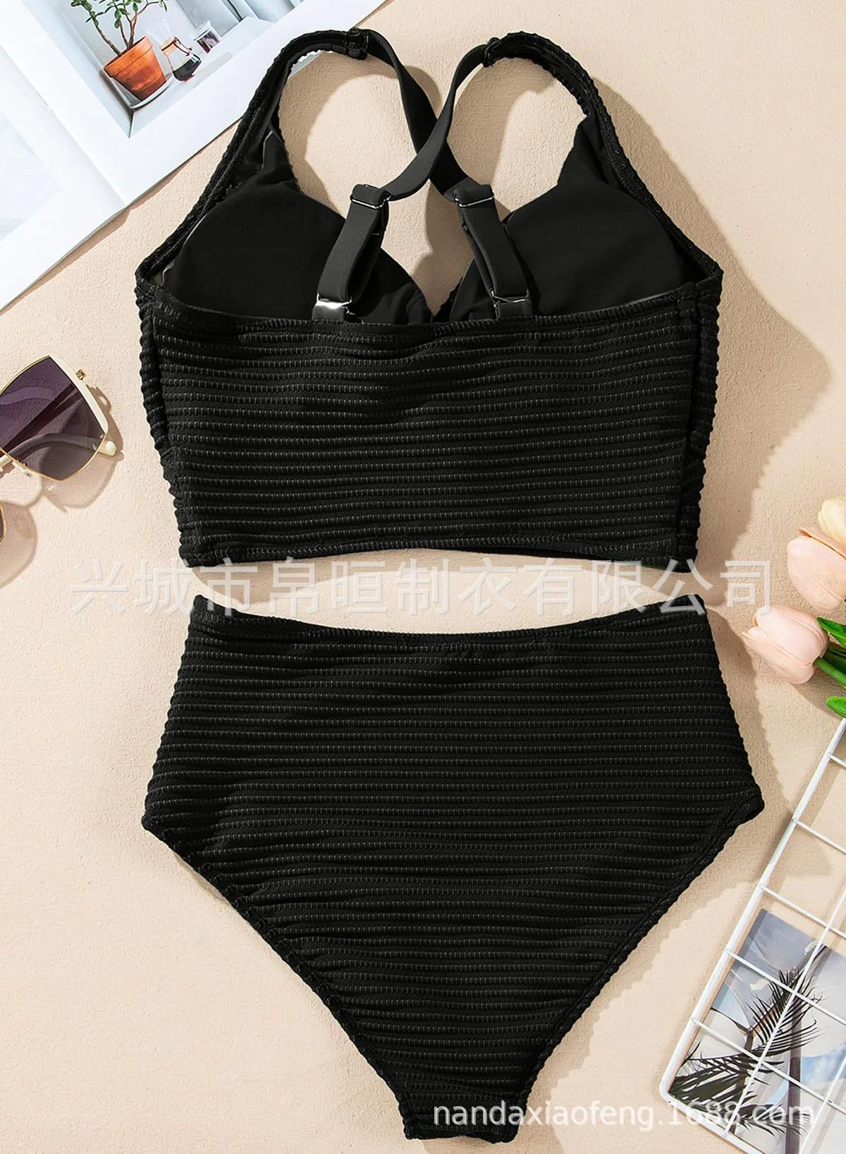 The Azure Wave | Textured Front-Twist High-Waist Bikini - Image 9