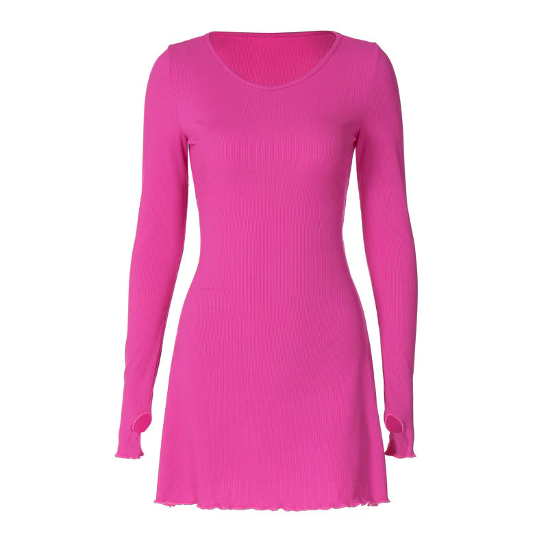 The Back Strap Elegance | Women's Back-Strap Waist Long-Sleeve Mini Dress - Image 5