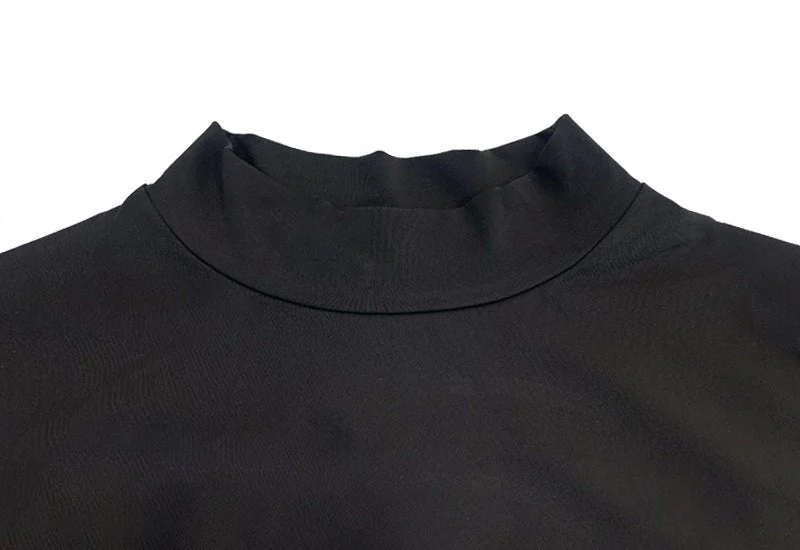 The Backless Edge | Women's Half-Turtleneck Backless Long-Sleeve Pencil Midi Dress - Image 14