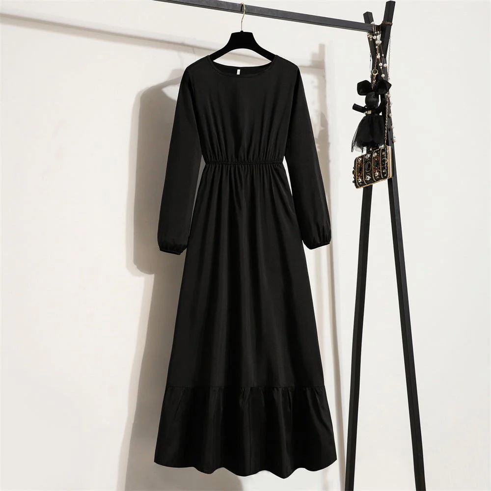 The Blooming Ease | Floral Crew Neck Bubble-Sleeve Long Dress - Image 27