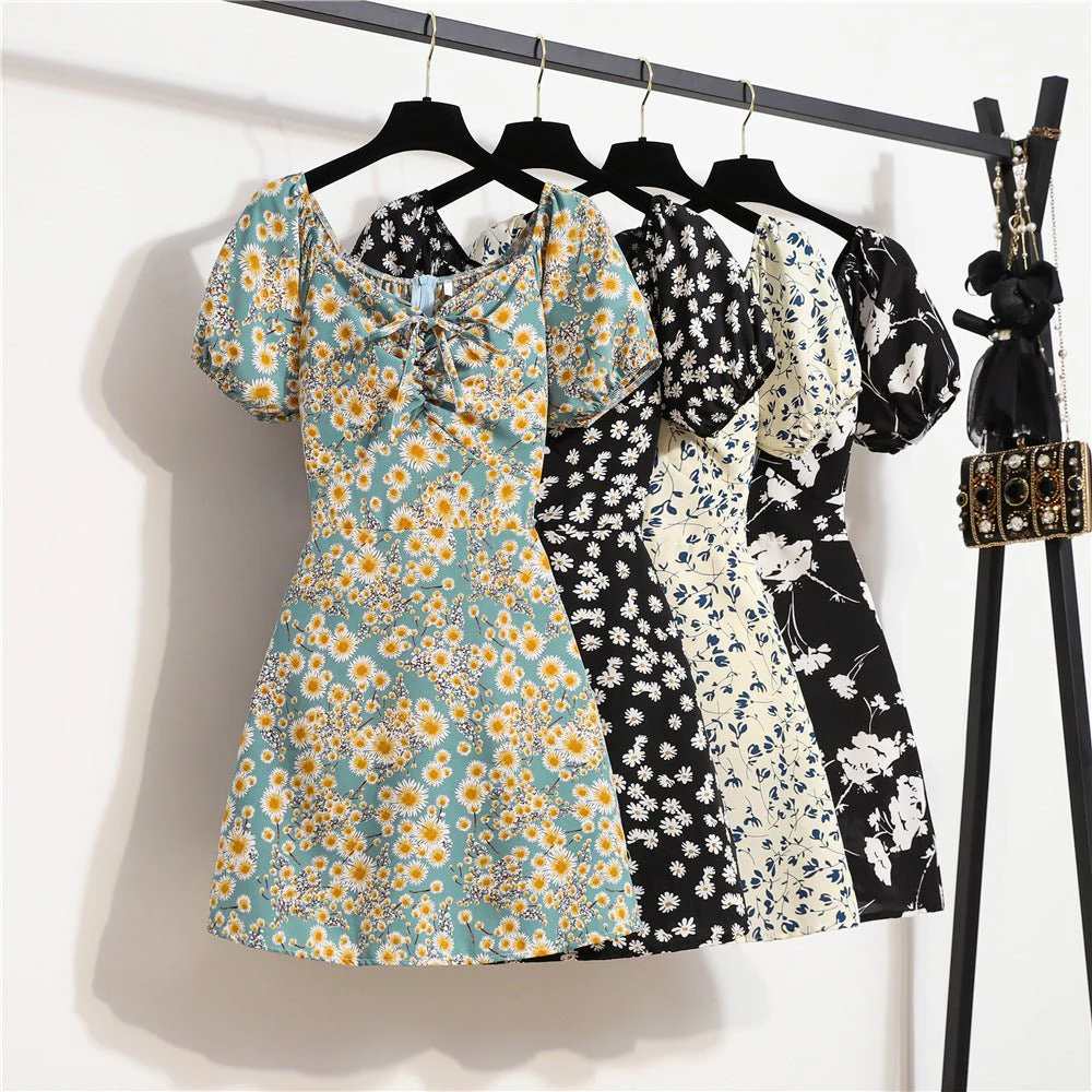 The Blooming Whisper | Floral Off-Shoulder Chiffon Short Dress - Image 2