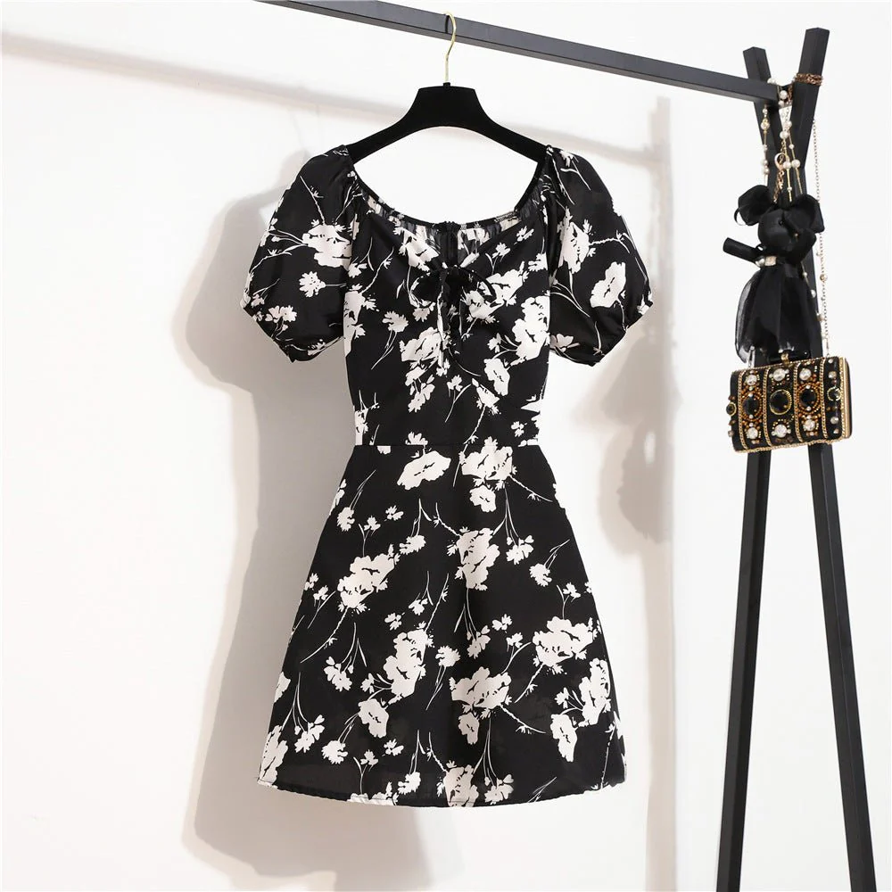The Blooming Whisper | Floral Off-Shoulder Chiffon Short Dress FD - Image 8