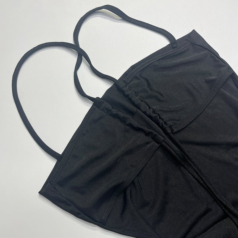 The Bold Allure | Solid Color One-Shoulder Backless Suspender Maxi Dress - Image 30