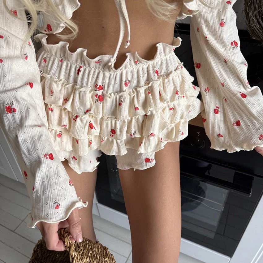 The Botanical Breeze | Printed Tie-Front Pajama Set - Image 5