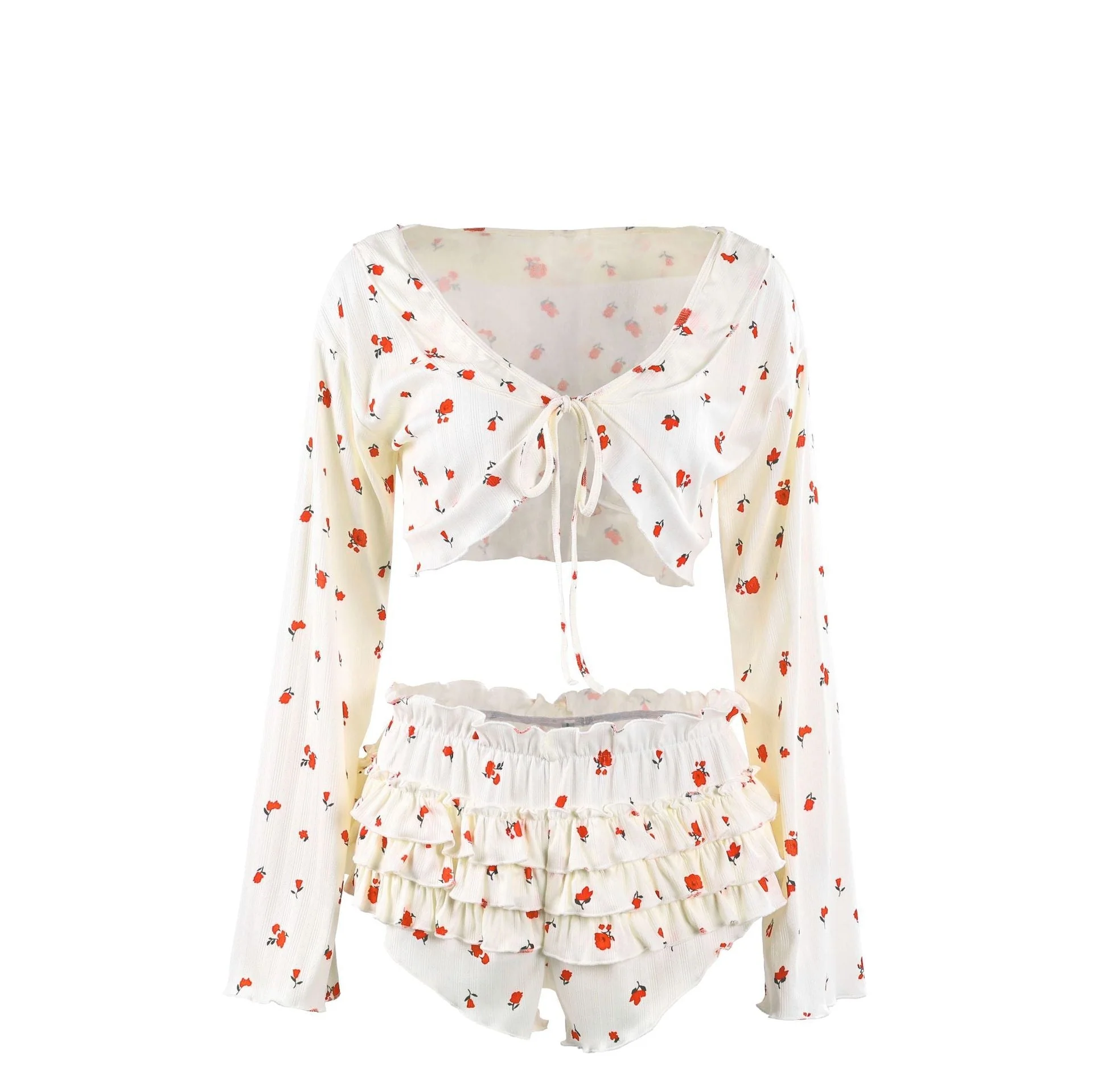 The Botanical Breeze | Printed Tie-Front Pajama Set - Image 7