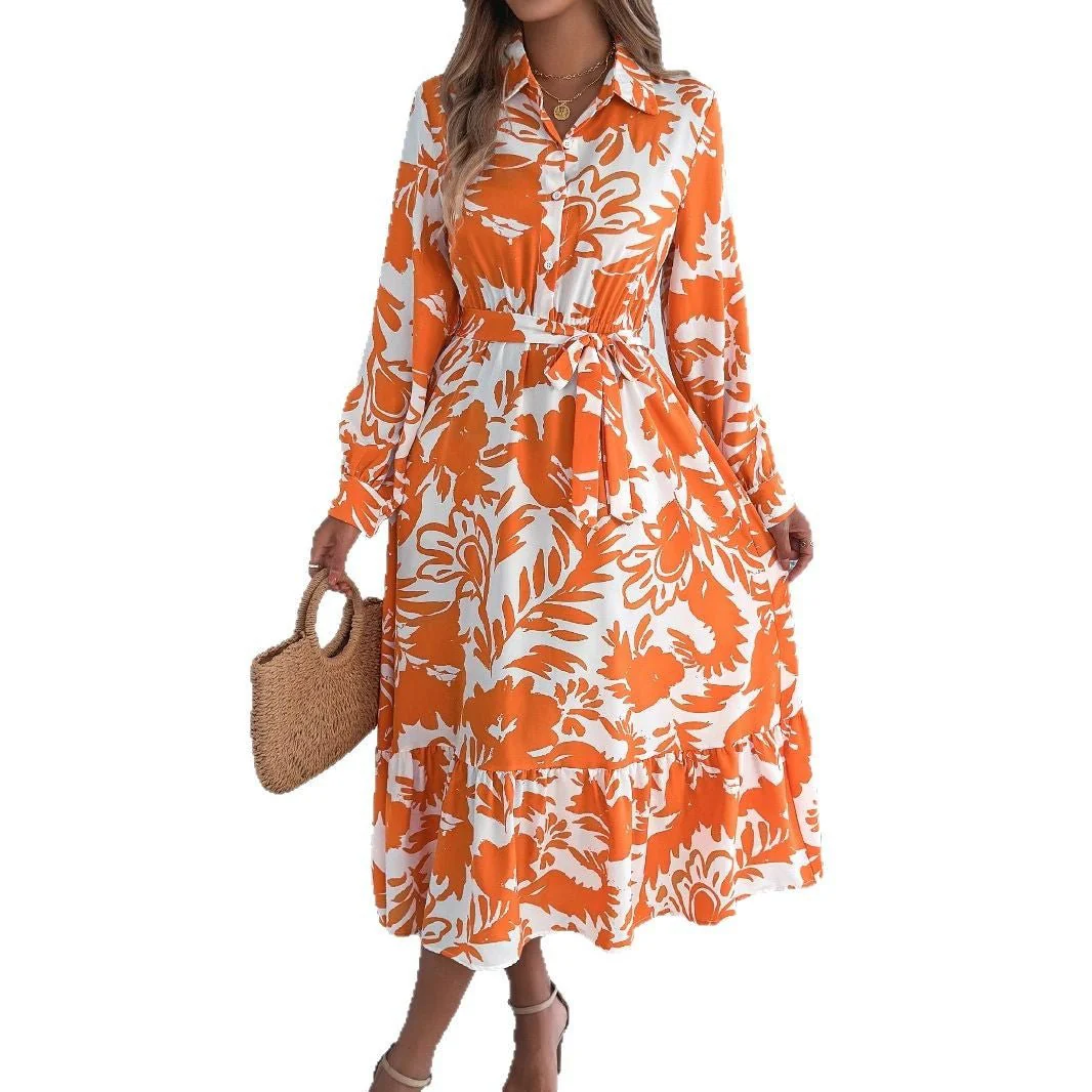 The Breezy Bloom | Floral Lapel Ruffled Shirt Maxi Dress - Image 2