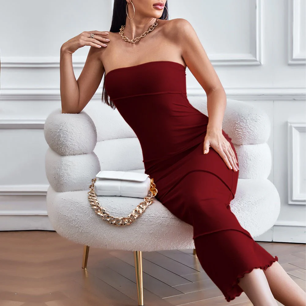 The Breezy Charm | Solid Color One-Shoulder A-Line Midi Dress - Image 22