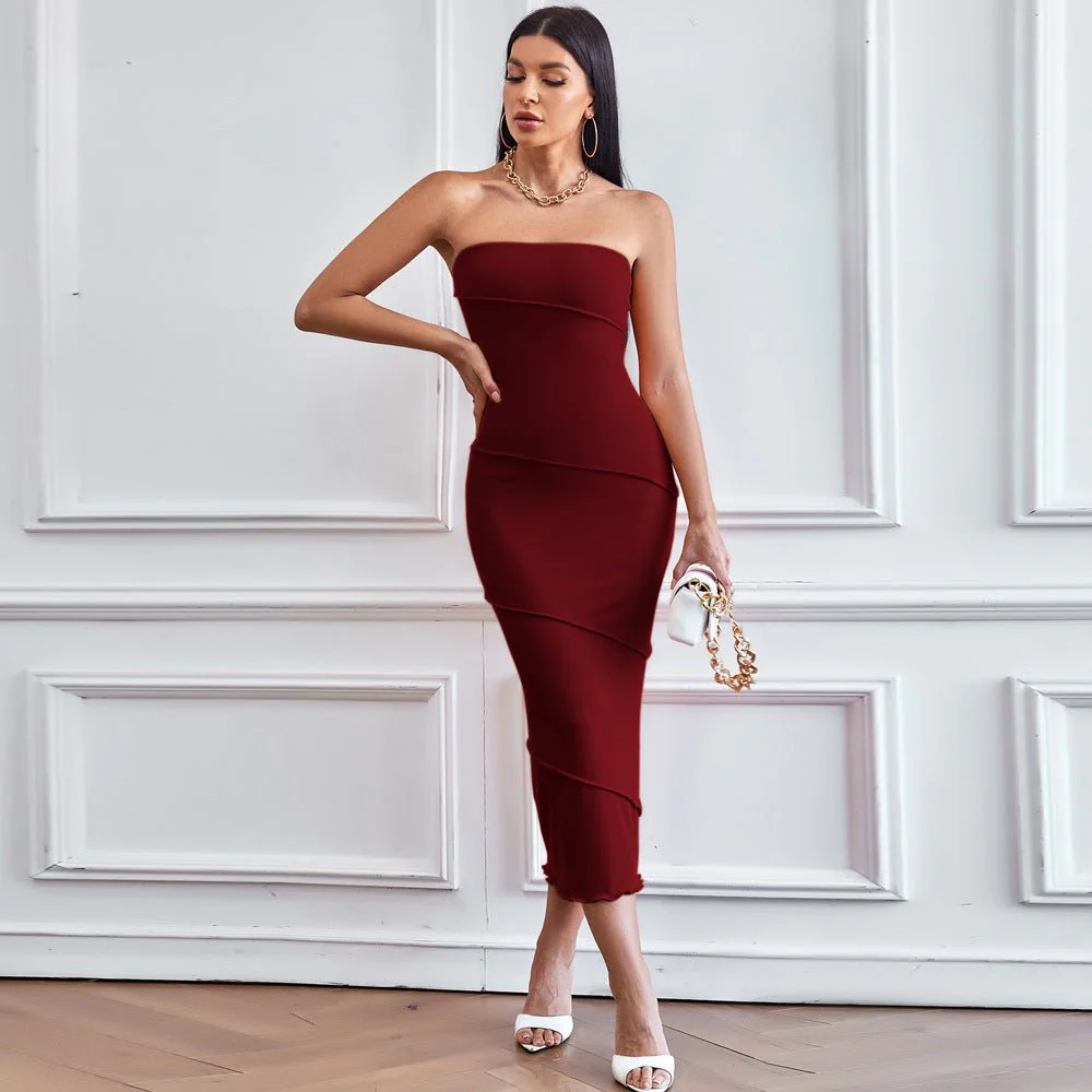 The Breezy Charm | Solid Color One-Shoulder A-Line Midi Dress - Image 26