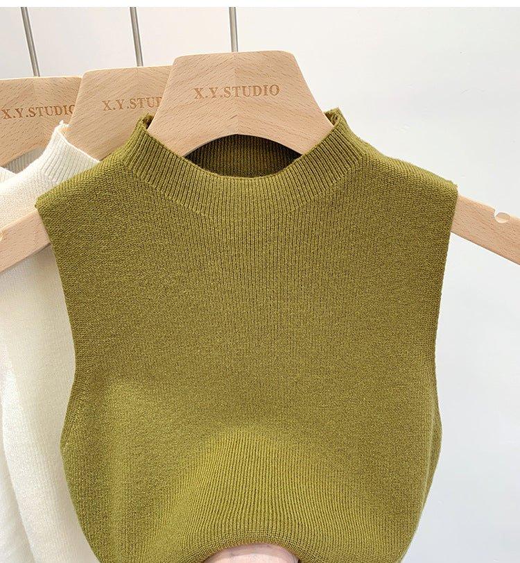 The Breezy Layer | Women's Slim-Fit Half Turtleneck Knitted Camisole Vest - Image 2