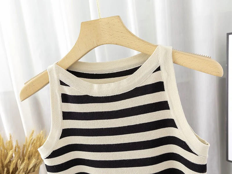The Breezy Stripe | Women's Ice Silk Sleeveless Knit Top (FD) - Image 3