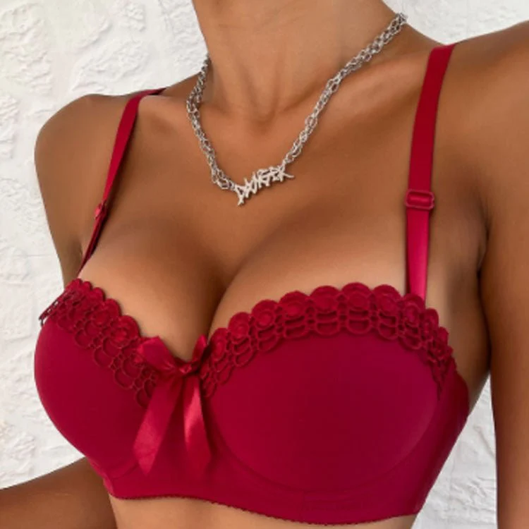 The Butterfly Charm | Women's Embroidered Butterfly Lace Underwire Push-Up Bra - Image 4