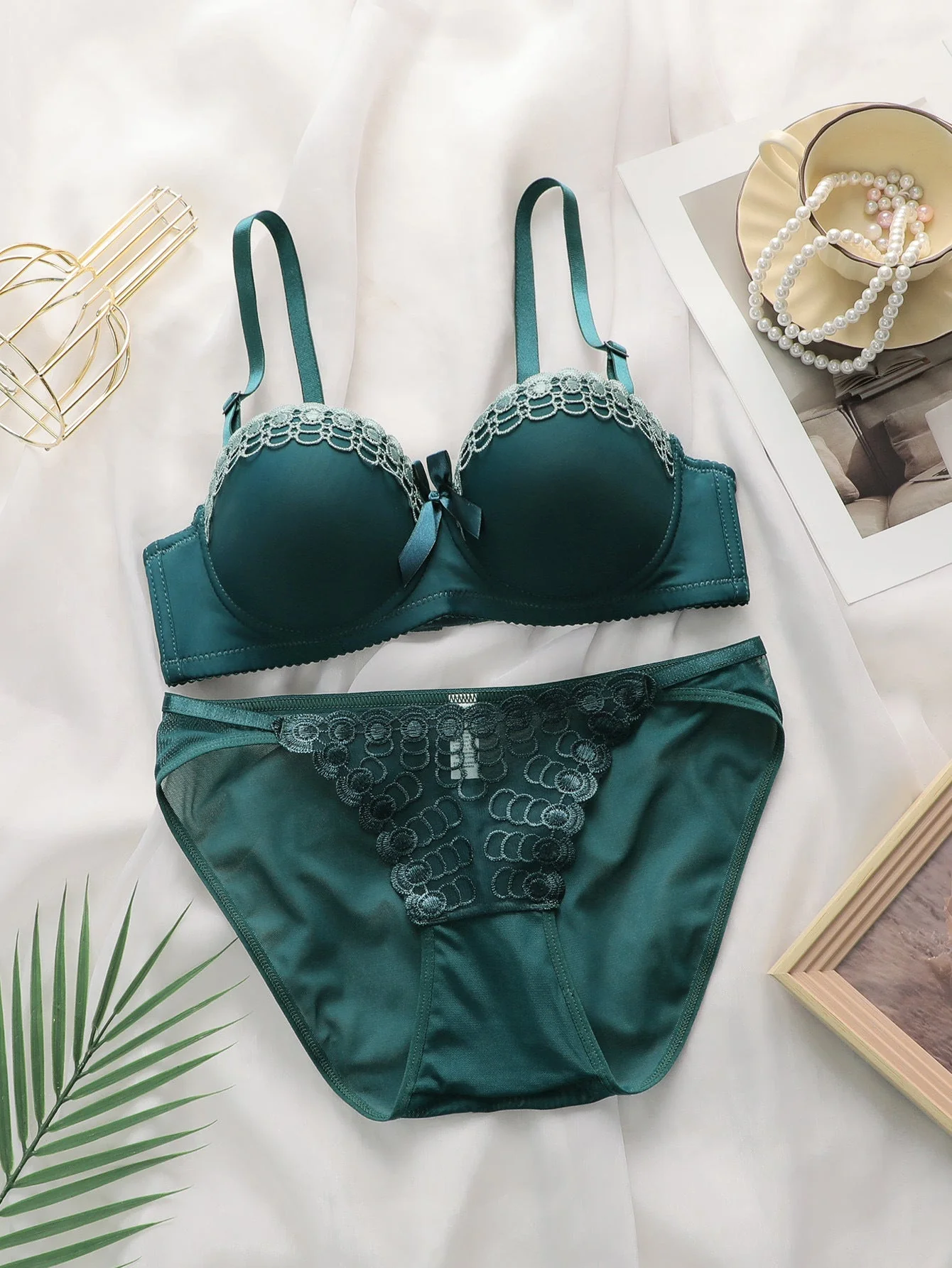 The Butterfly Whisper | Embroidered Floral Lingerie Set with Underwire - Image 10