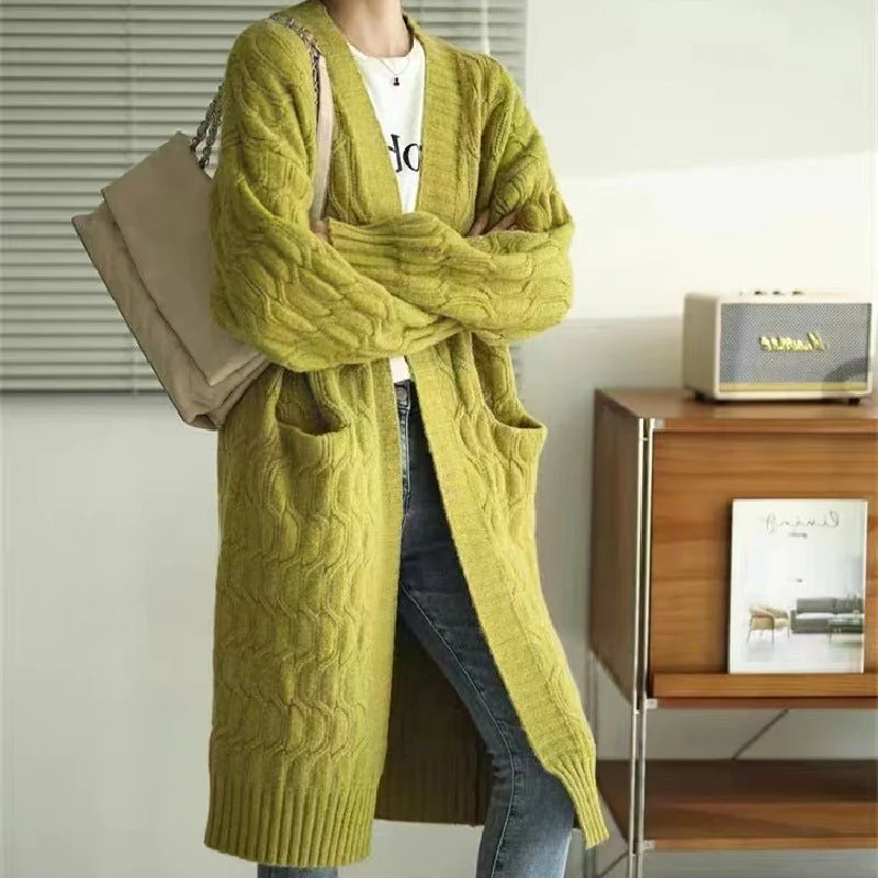 The Cable Comfort | Women's V-Neck Cable Knit Cardigan with Pockets - Image 2