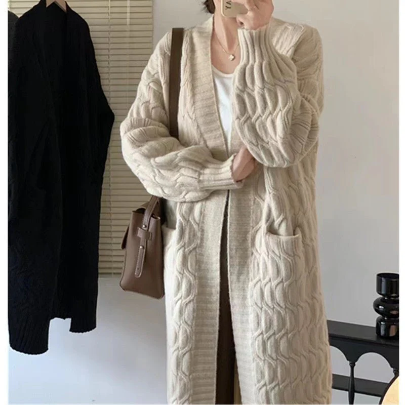 The Cable Comfort | Women's V-Neck Cable Knit Cardigan with Pockets - Image 6