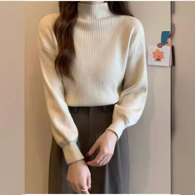 The Casual Chic | Women's Slim-Fit Semi-Turtleneck Pullover Sweater