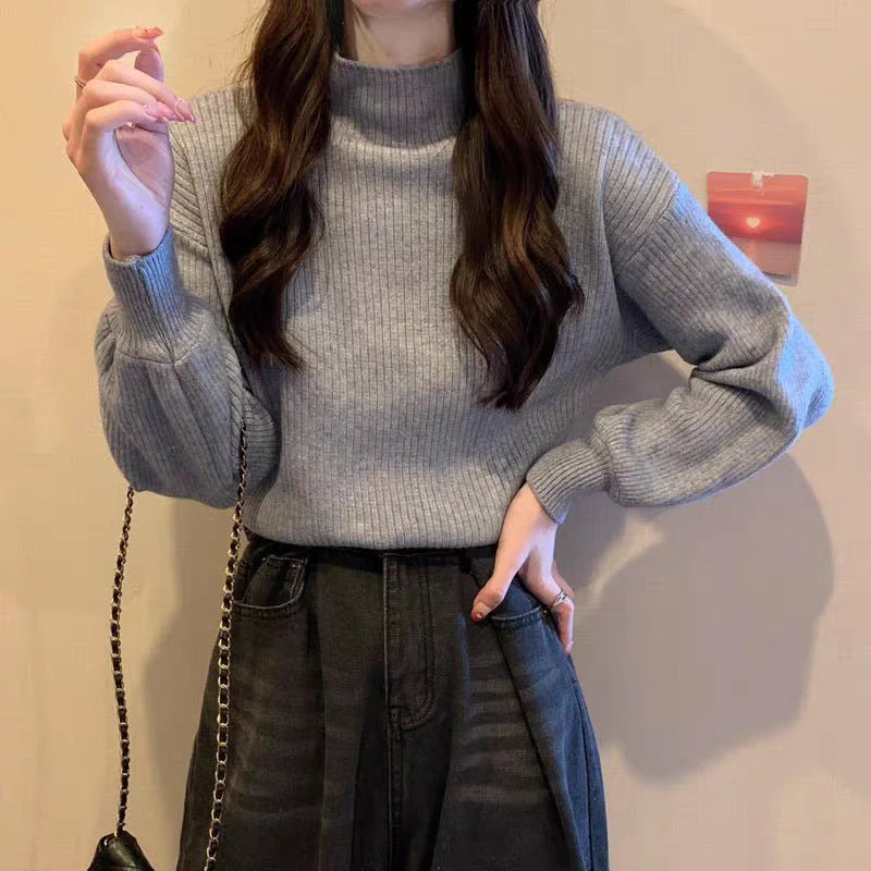 The Casual Chic | Women's Slim-Fit Semi-Turtleneck Pullover Sweater - Image 11