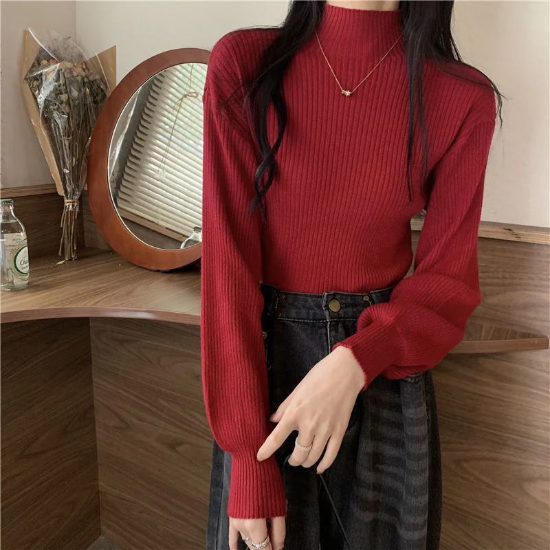 The Casual Chic | Women's Slim-Fit Semi-Turtleneck Pullover Sweater - Image 12