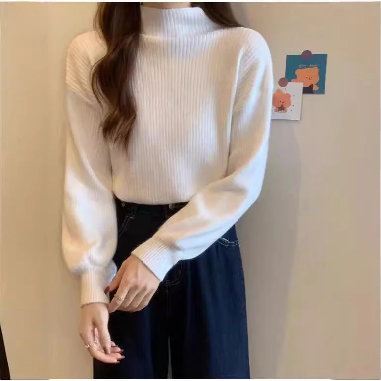The Casual Chic | Women's Slim-Fit Semi-Turtleneck Pullover Sweater - Image 3