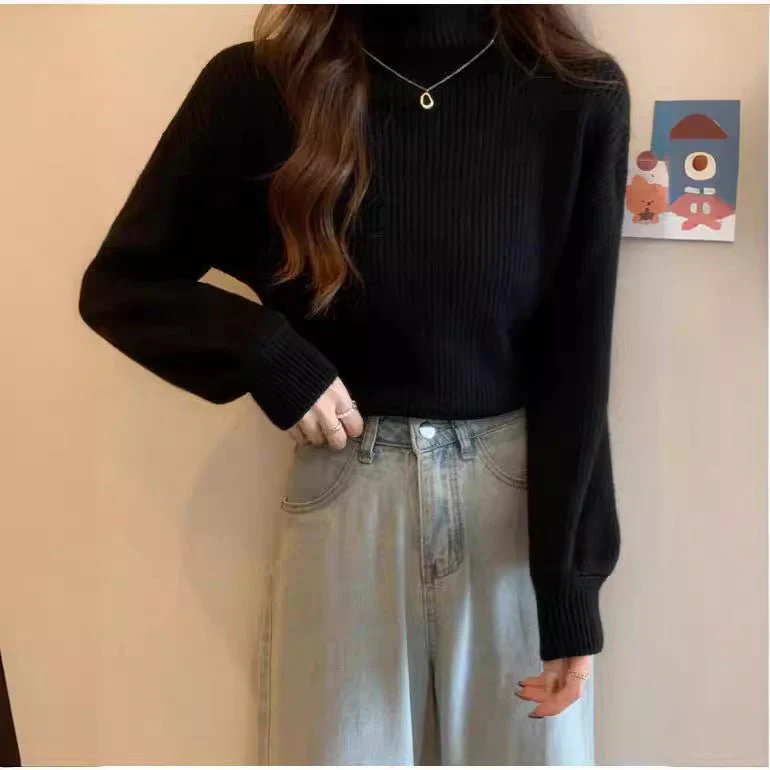 The Casual Chic | Women's Slim-Fit Semi-Turtleneck Pullover Sweater - Image 4