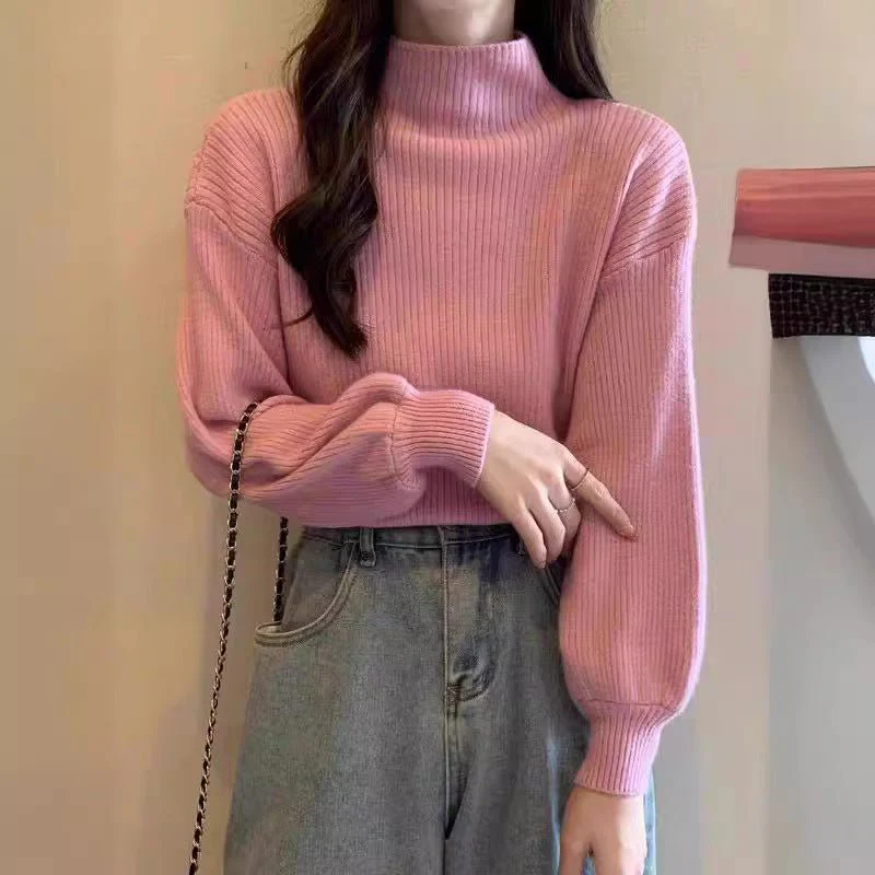 The Casual Chic | Women's Slim-Fit Semi-Turtleneck Pullover Sweater - Image 5