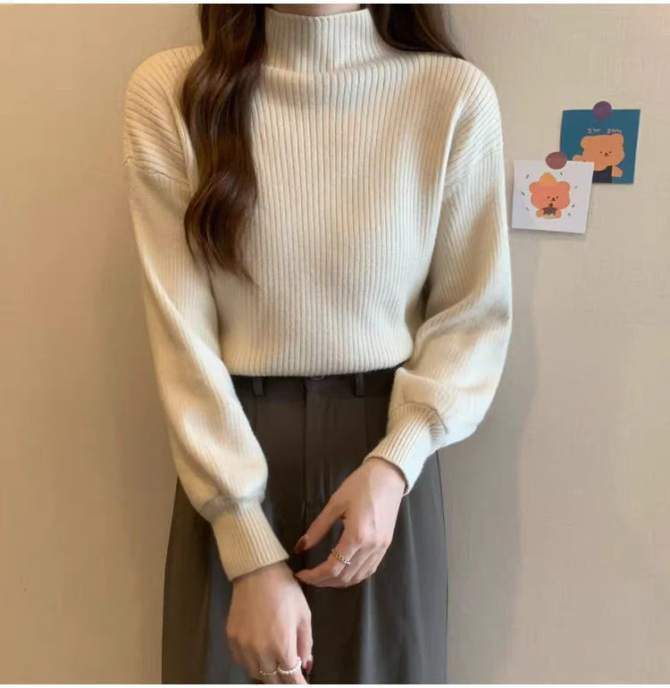 The Casual Chic | Women's Slim-Fit Semi-Turtleneck Pullover Sweater - Image 8