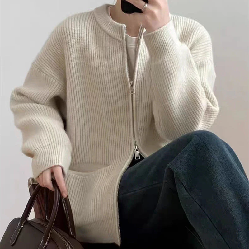 The Casual Cozy | Women's Cashmere Blend Zipper Cardigan Sweater - Image 4