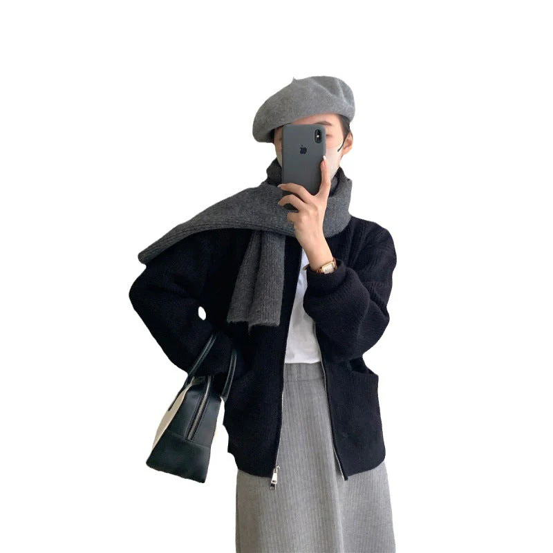 The Casual Cozy | Women's Cashmere Blend Zipper Cardigan Sweater - Image 5