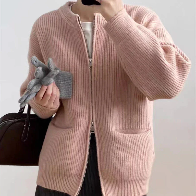 The Casual Cozy | Women's Cashmere Blend Zipper Cardigan Sweater - Image 7