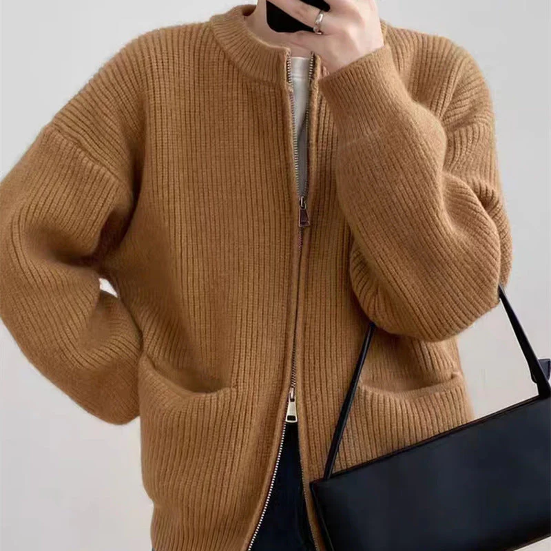 The Casual Cozy | Women's Cashmere Blend Zipper Cardigan Sweater - Image 9