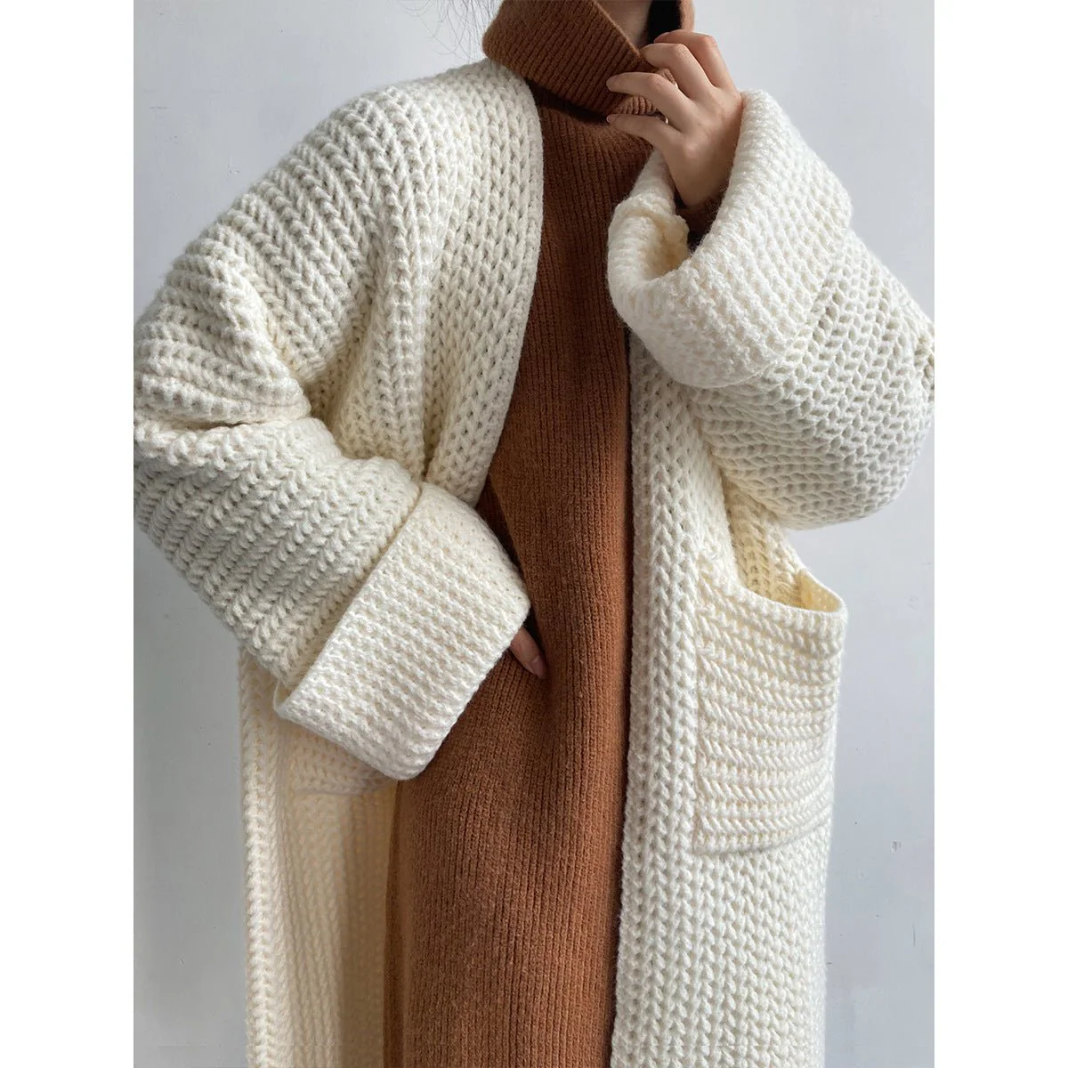 The Casual Ease | Women's Korean Style Loose Cardigan with Pockets