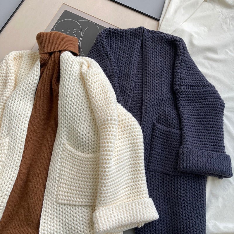 The Casual Ease | Women's Korean Style Loose Cardigan with Pockets - Image 11