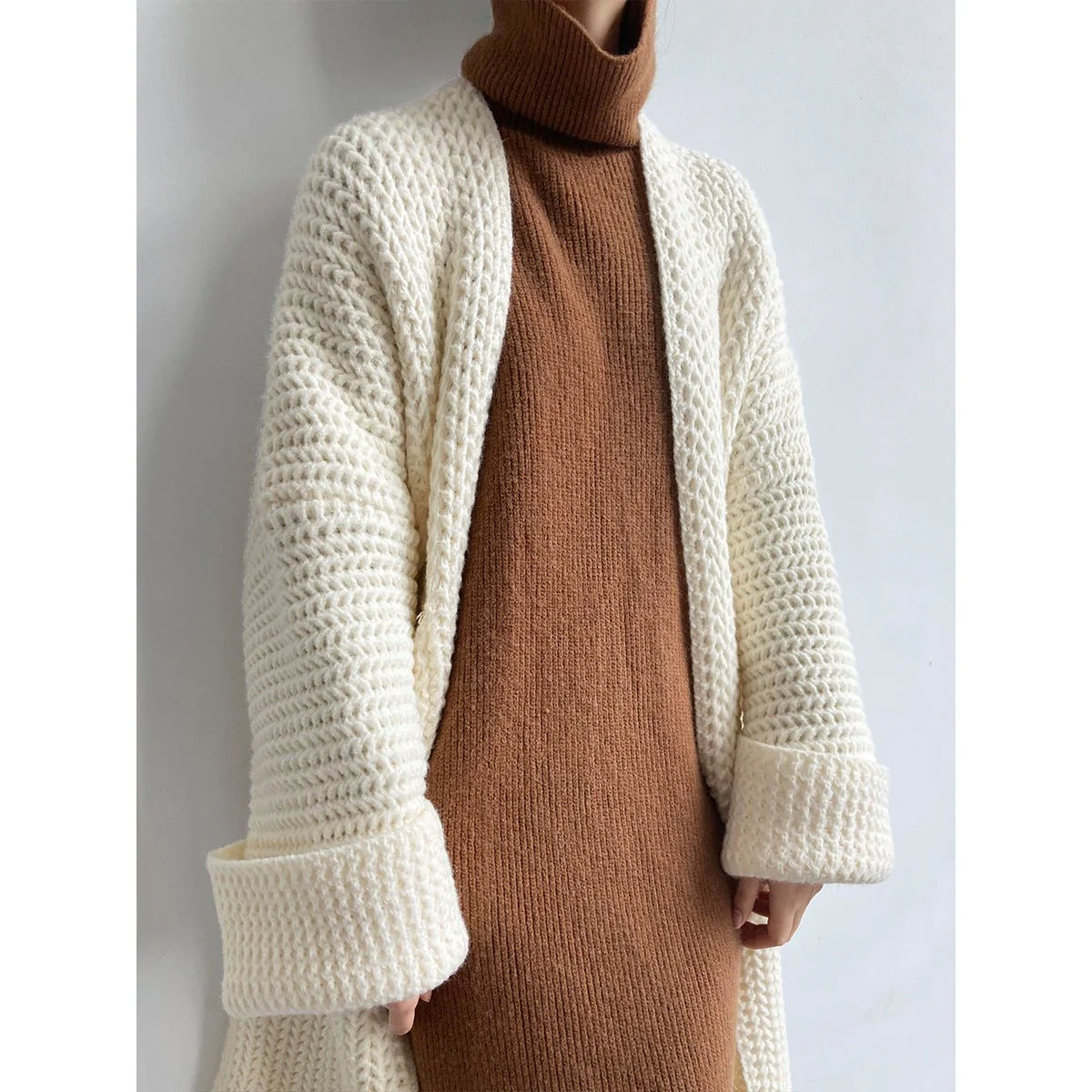 The Casual Ease | Women's Korean Style Loose Cardigan with Pockets - Image 3