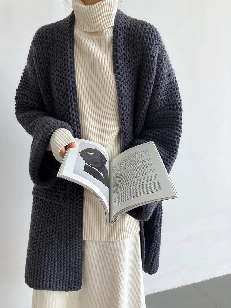 The Casual Ease | Women's Korean Style Loose Cardigan with Pockets - Image 8